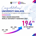 UM BREAKS INTO GLOBAL TOP 200 IN TIMES HIGHER EDUCATION WORLD UNIVERSITY RANKINGS 2027, A FIRST EVER FOR MALAYSIA